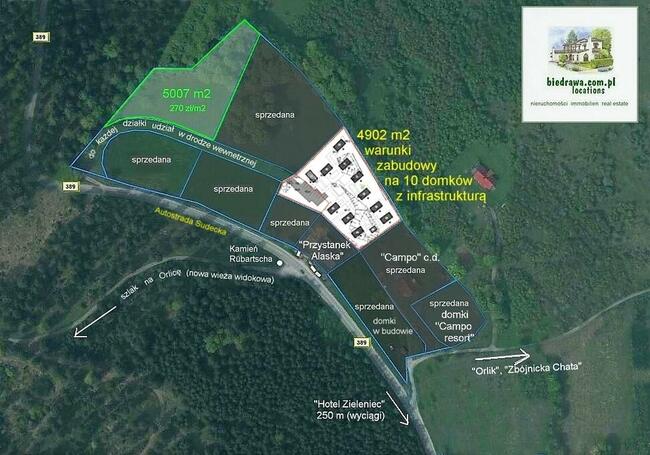 Zieleniec - działka 0,5 ha z warunkami zabudowy na 10 domków