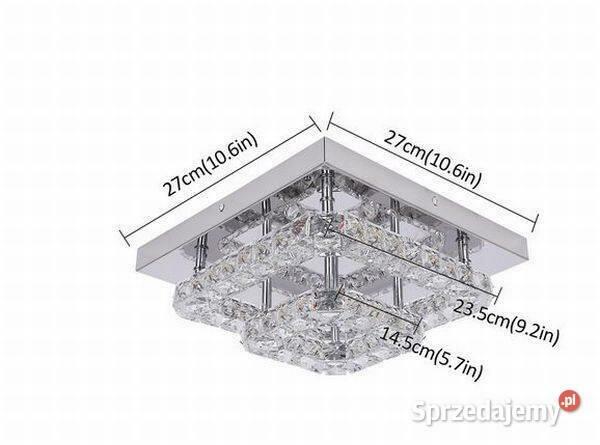 Lampa LED Kwadratowa Zdobiona Szklanymi Kryształami