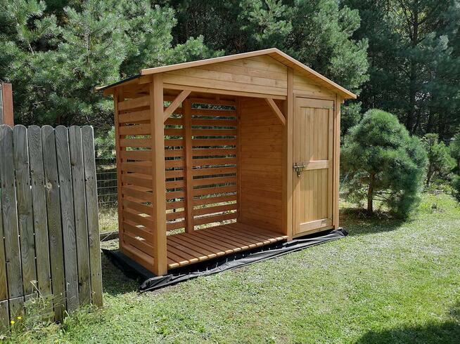 Drewutnia 2 x 1,1m + narzędziówka 1,14 x 1,1m z dachem na boki