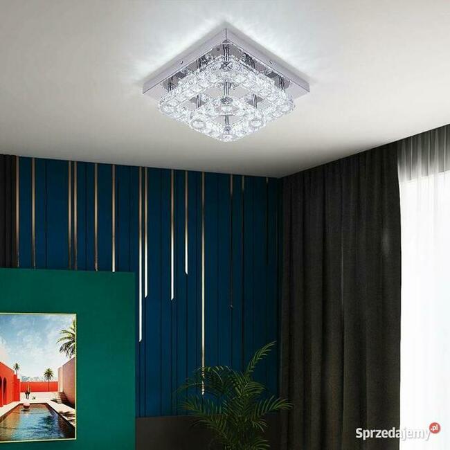 Lampa LED Kwadratowa Zdobiona Szklanymi Kryształami