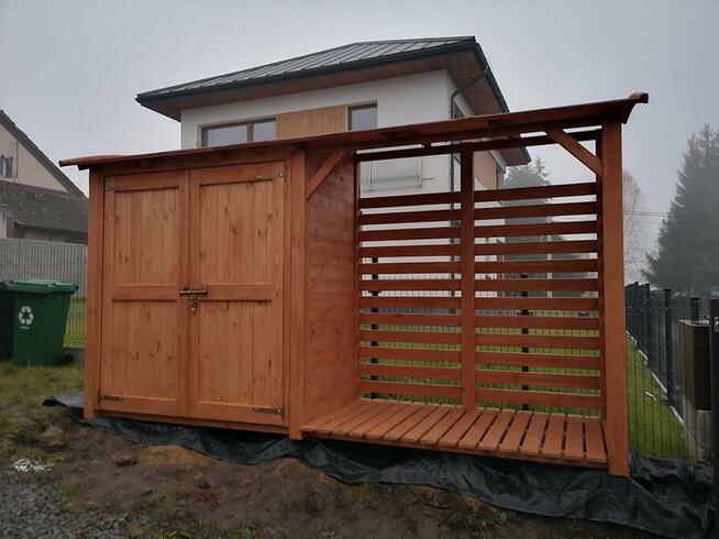 Drewutnia 1,95x1,1m+domek 2x1,1m z dachem łukowym