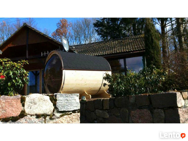 Sauna Beczka ogrodowa Discovery Ø 2 m ganek przedsionek piec