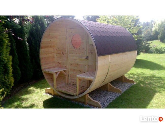 Sauna Beczka ogrodowa Discovery Ø 2 m ganek przedsionek piec
