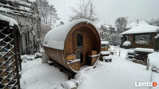 Sauna Beczka ogrodowa Discovery Ø 2 m ganek przedsionek piec