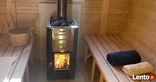 Sauna Beczka ogrodowa Discovery Ø 2 m ganek przedsionek piec