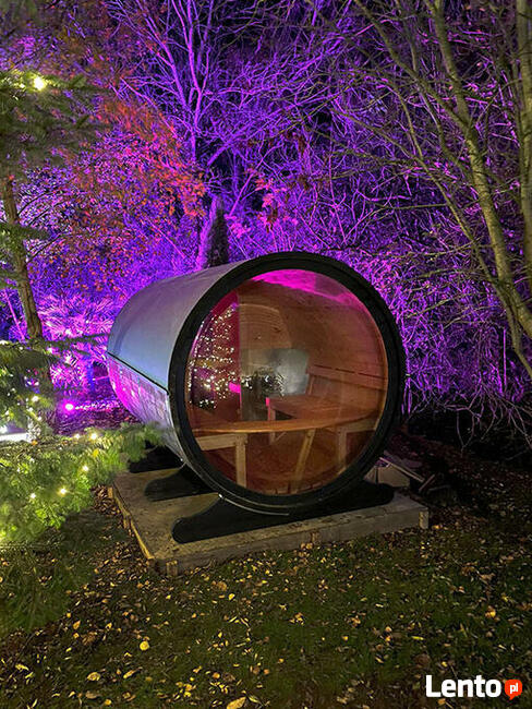 Sauna Beczka ogrodowa Discovery Ø 2 m ganek przedsionek piec