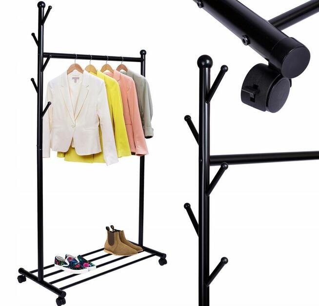 WIESZAK NA KÓŁKACH PÓŁKA STOJAK SZAFA