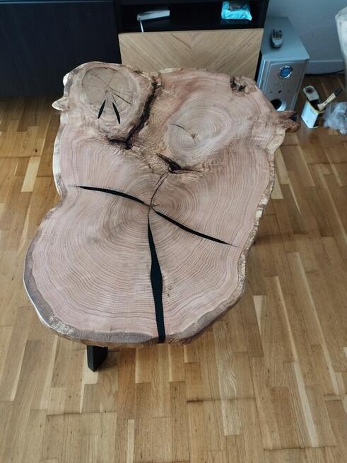 Stolik kawowy plaster drewna Unikat