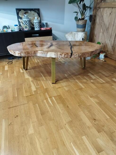 Stolik kawowy plaster drewna Unikat