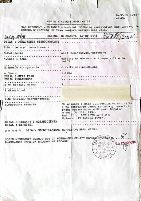 Działka nad morzem Rusinowo