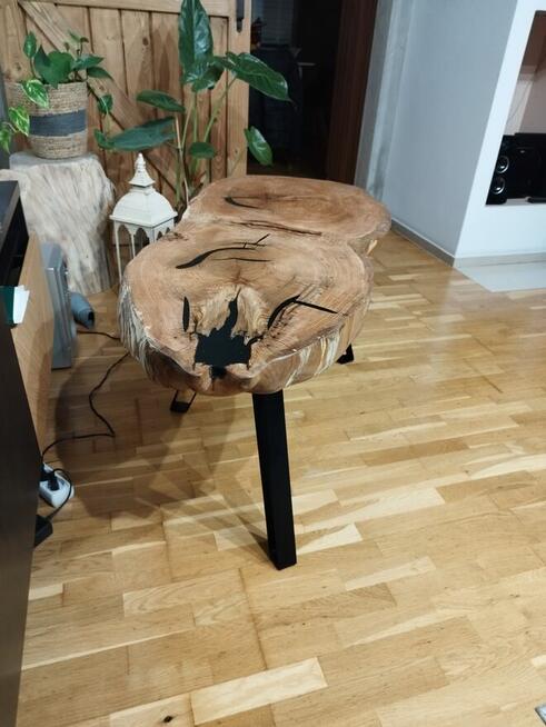 Stolik kawowy plaster drewna Unikat