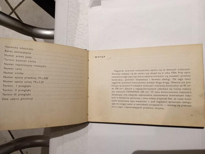 Instrukcja motocykla Pannonia 250