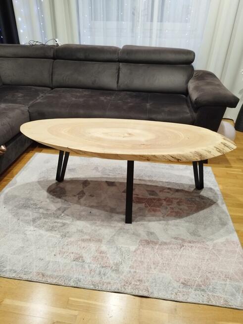 Stolik kawowy plaster drewna Unikat