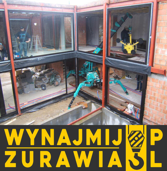 Mini żuraw Tarnowskie Góry, montaż okien, konstrukcji, fasad