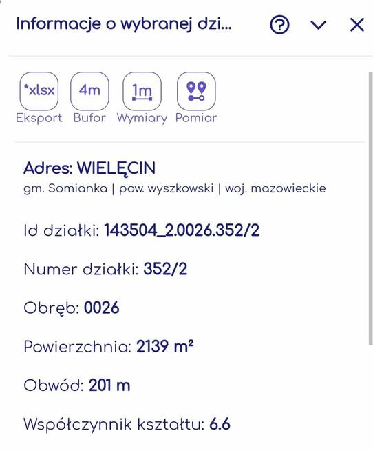 Sprzedam działkę w Wielęcinie gm. Somianka