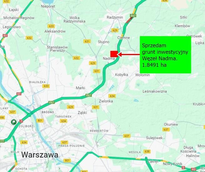 Działka przy węźle z trasą S8, Radzymin , Nadma
