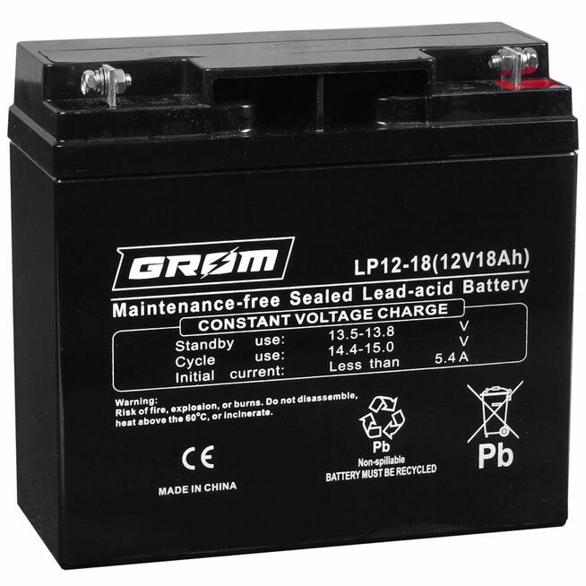 Akumulator żelowy GROM 12V 18Ah LP12-18