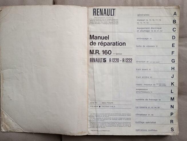 Serwisowa Instrukcja obsługi i naprawy samochodu Renault 5..