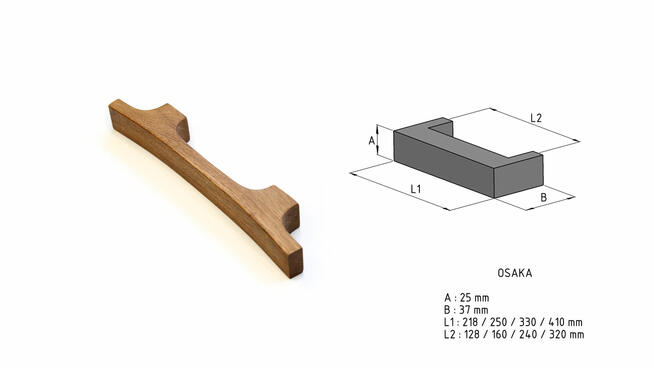 Drewniana japońska klamka Osaka