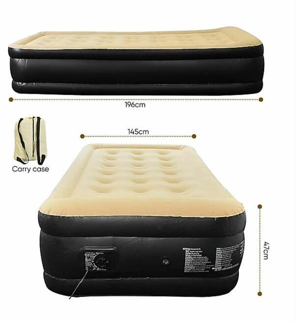 Nadmuchiwane, wysoko podniesione podwójne łóżko powietrzne z