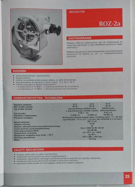 Reflektor Roz-2a Elektrometal Cieszyn - Górnicze lampy