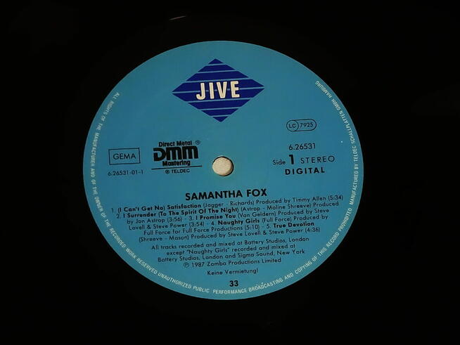 Samantha Fox – Samantha Fox winyl LP 1987 rok 6.26531 AP