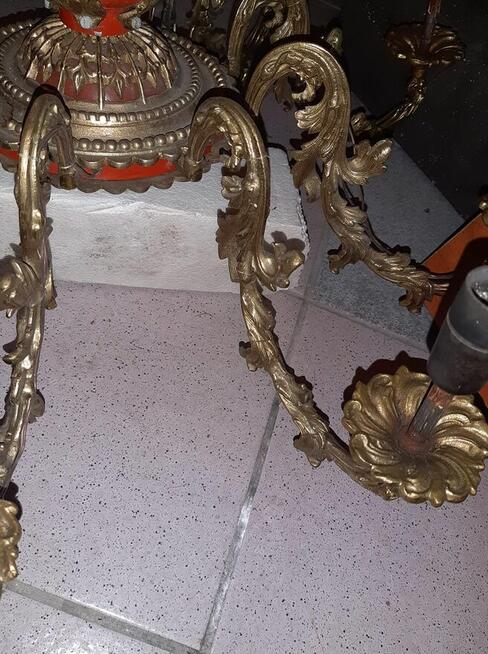 Oryginalny mosiężny żyrandol z pocz. XX w.