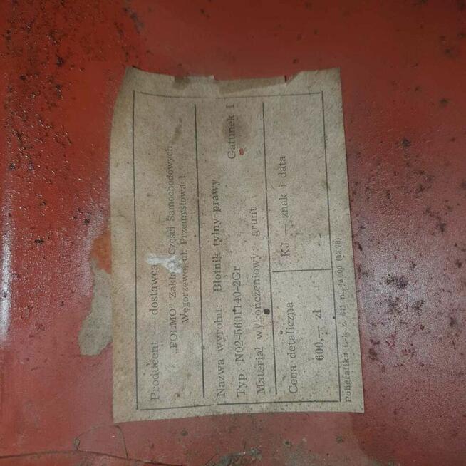 2 oryginalne tylne błotniki ( lewy i prawy ) do auta Warszaw