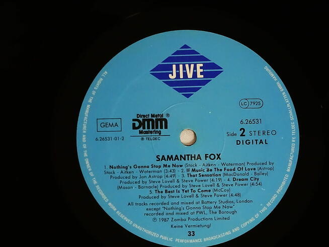 Samantha Fox – Samantha Fox winyl LP 1987 rok 6.26531 AP