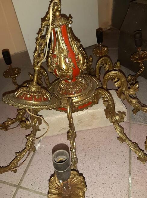 Oryginalny mosiężny żyrandol z pocz. XX w.