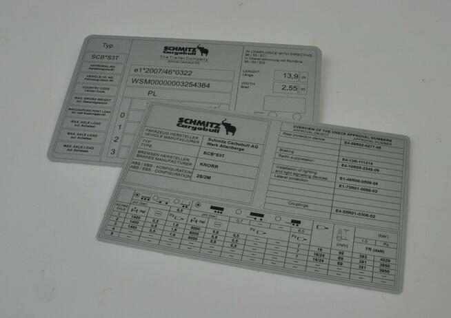 Odtworzenie tabliczki znamionowej SCHMITZ Cargobull