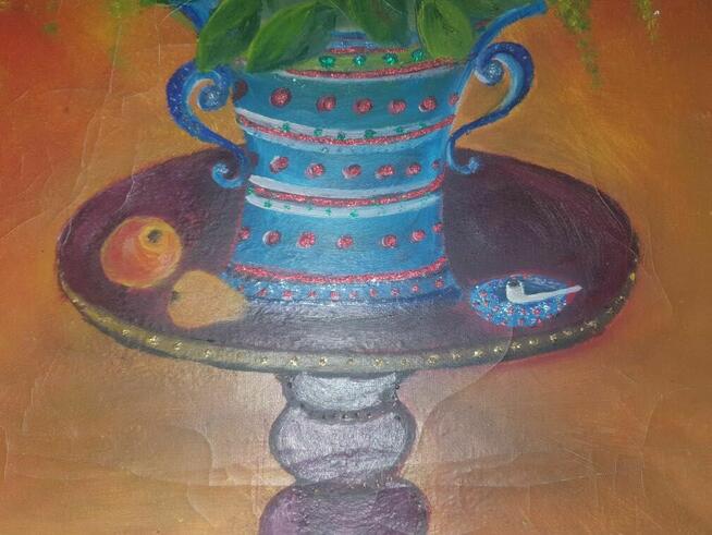 Obraz olejny na płótnie xix kwiaty w wazonie