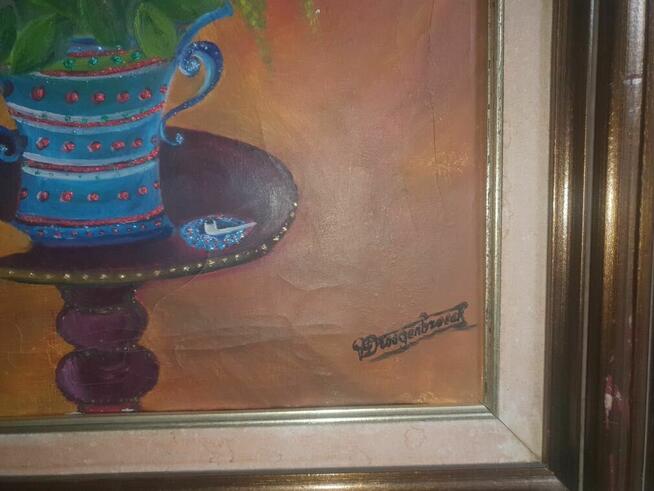 Obraz olejny na płótnie xix kwiaty w wazonie