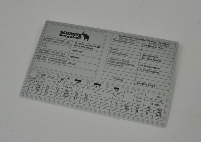 Odtworzenie tabliczki znamionowej SCHMITZ Cargobull