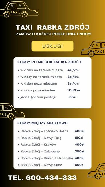Taxi Rabka Zdrój - komfortowe i bezpieczne podróże 24/7!