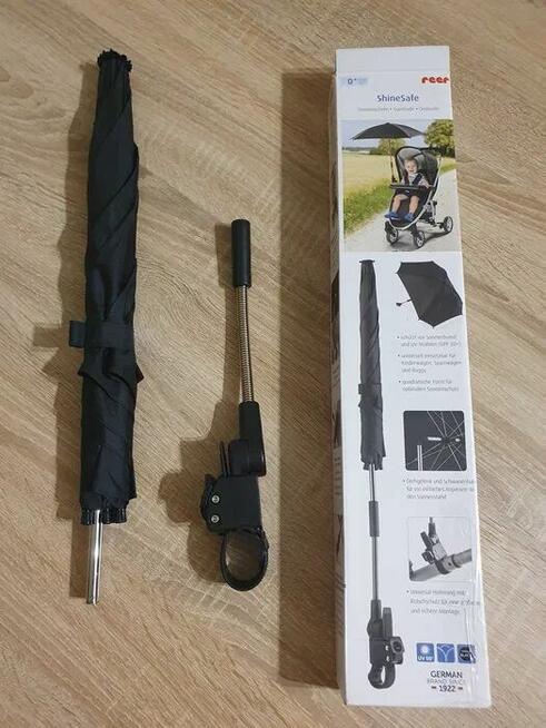 Parasolka przeciwsłoneczna Reer do wózka UV50+ czarna 68 cm