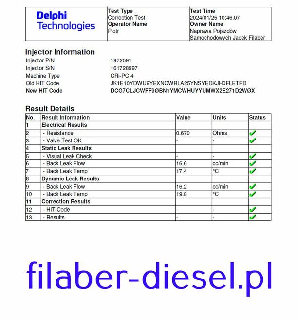 Wtryskiwacz Daf XF 106 euro6 komplet 6 sztuk