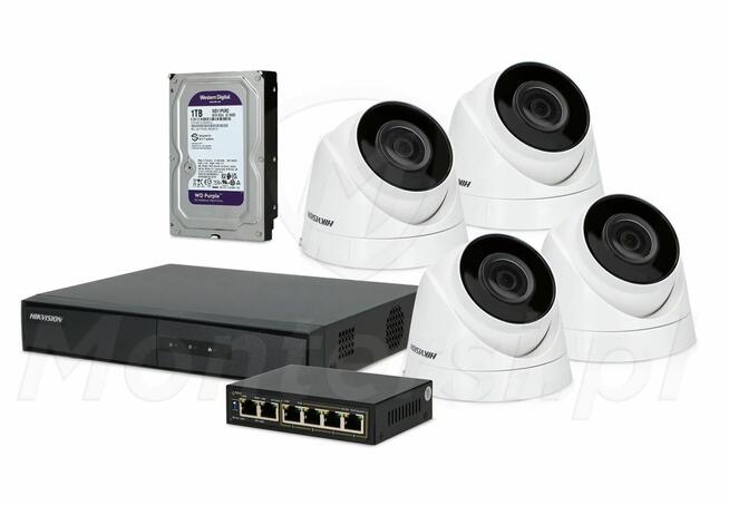 Zestaw monitoringu IP HIKVISION z kopułkowymi kamerami 2 MPX