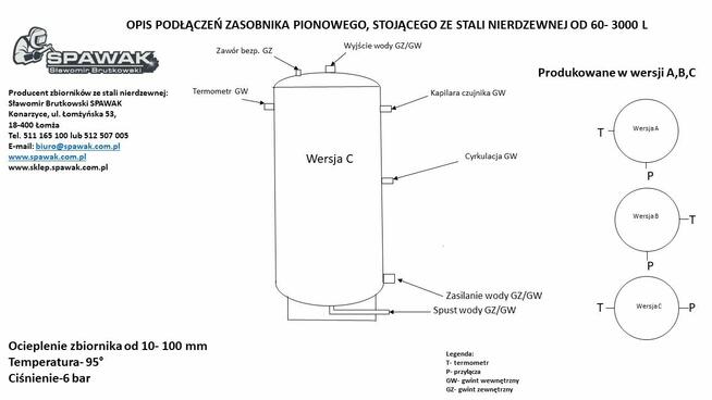 Zasobnik ciepłej wody ze stali nierdzewnej 1000 l.