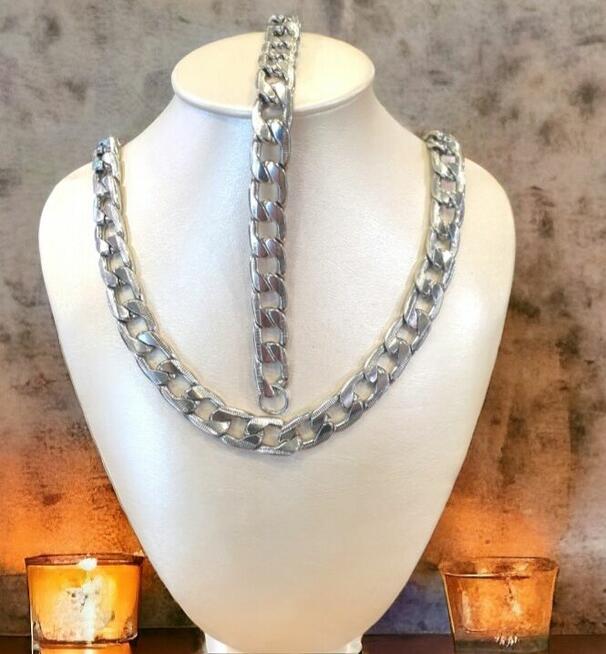 Komplet męski łańcuszek I bransoletka splot pancerka 1.1 cm