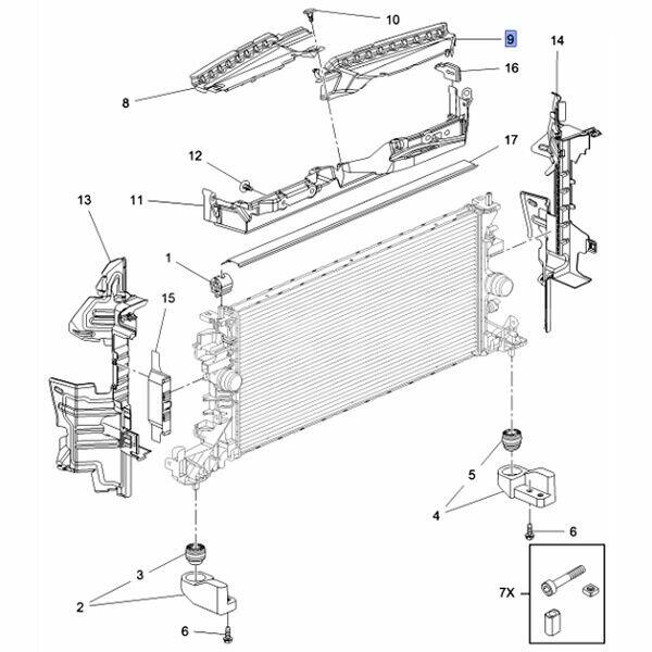 Opel Astra K 5 V wzmocnienie górne pasa przedniego 39024196