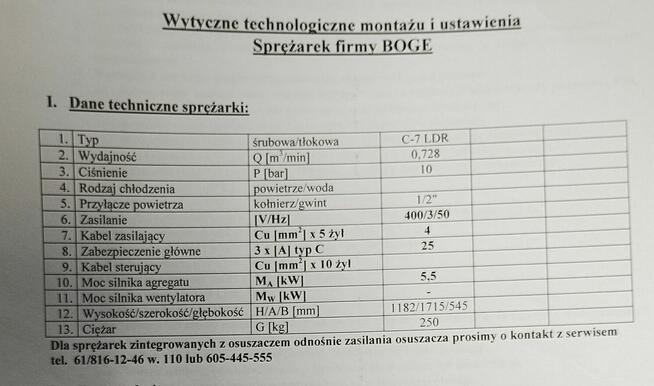 Sprzedam sprężarkę BOGE C-7 LDR z osuszaczem
