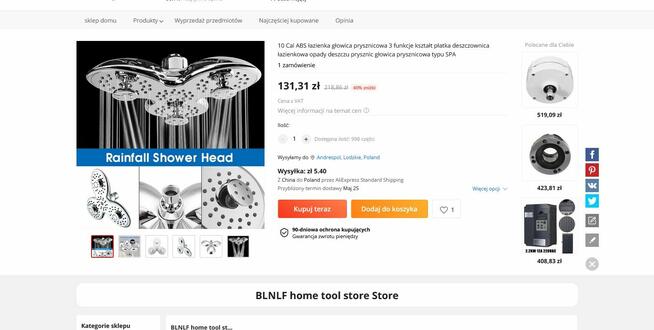 Głowica prysznicowa kształt płatka wysyłka gratis !!!