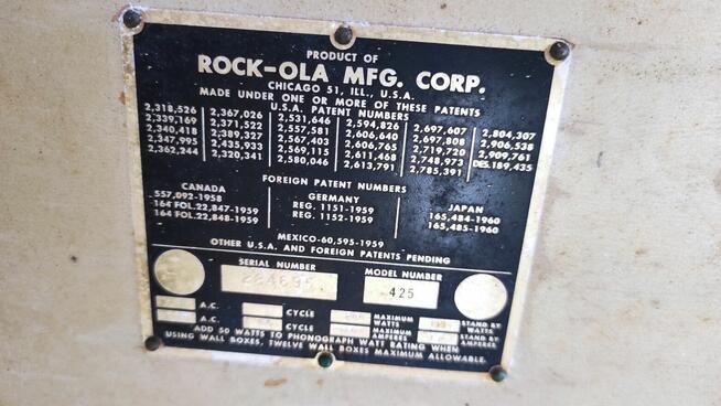 Szafa grająca ROCKOLA 425 Grand Prix z 1959 roku produkcji
