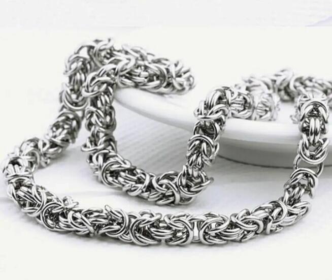 Posrebrzany łańcuszek splot królewski stal 60 cm