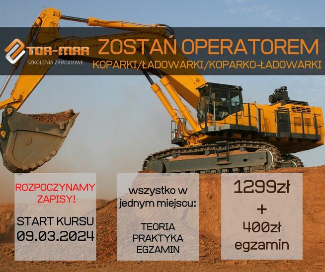 KURS - SZKOLENIE koparka, koparko-ładowarka, ładowarka