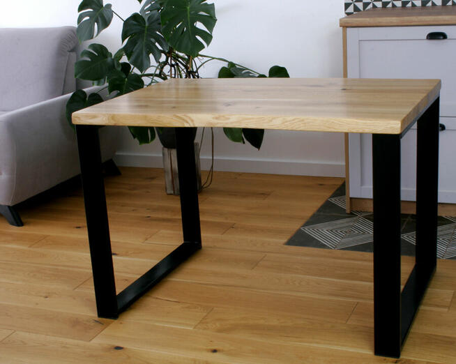 Stół dębowy na metalowych nogach, styl loft