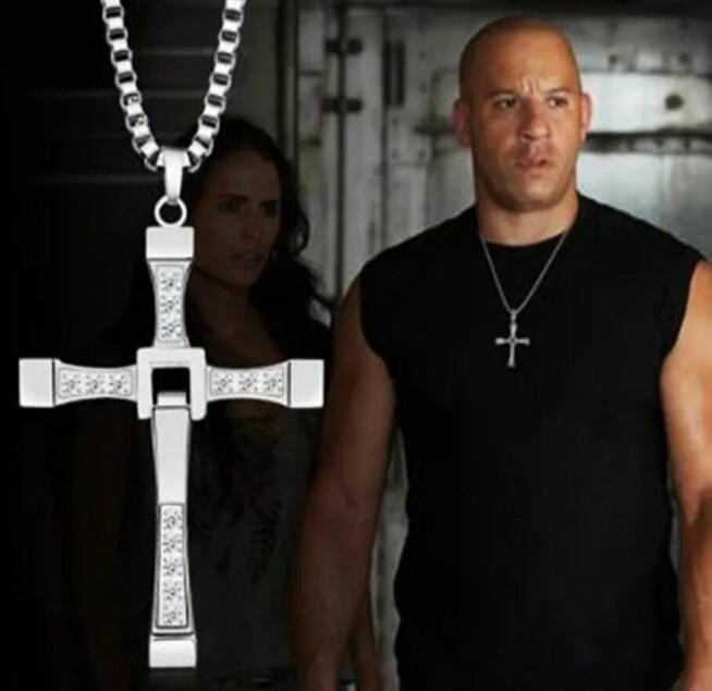 Posrebrzany naszyjnik Męski z krzyżem stal chirurgiczna