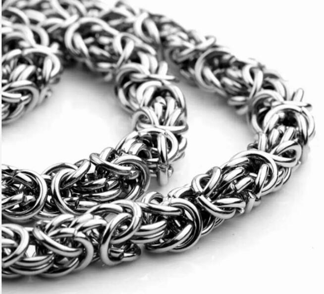 Posrebrzany łańcuszek splot królewski stal 60 cm