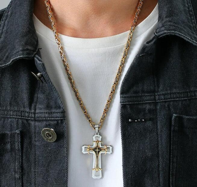 Komplet męski łańcuszek I krzyż królewski 60 cm 9mm